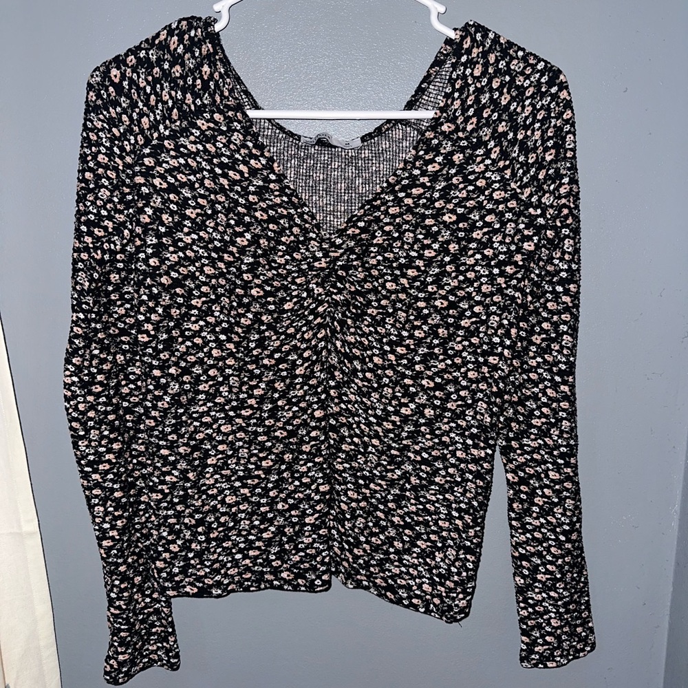 Floral Black and Pink Women's Top